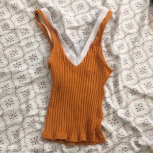 V neck crop top burnt orange